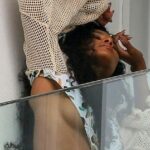 Ciara Sexy Underboobs On Her Hotel Balcony