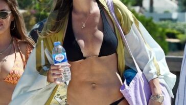 Abbey Clancy Shows Off Her Enviable Beach Body in a Black Bikini on Holiday in Portugal (40 Photos)