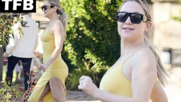 Kate Hudson Shows Off Her Slim and Fit Body in a Hot Split Midi Dress (8 Photos)