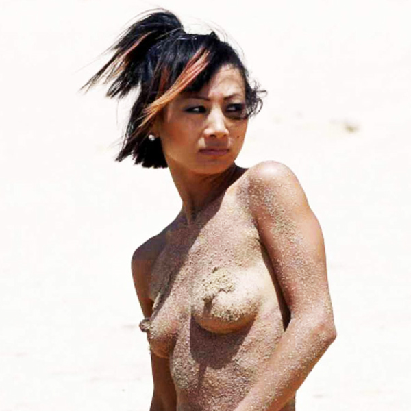 Actress Bai Ling Flashes her Nipples on the Beach in Hawaii