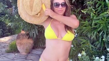Elizabeth Hurley Looks Hot in a Yellow Bikini (5 Pics + Video)