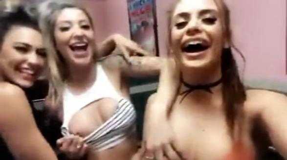 Allison Parker, Rainey James & Austin Reign Having Fun In The Restaurant Bathroom Video - Famous Internet Girls