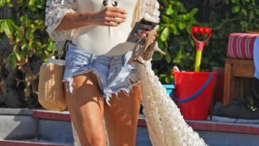 Victoria Silvstedt Displays Her Sexy Tits & Legs as She Walks the Beach in Saint Barts (18 Photos)