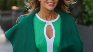 Amanda Holden Shows Off Pokie in a Green Dress at Heart Radio (19 Photos)