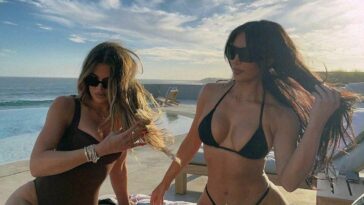 Kim & Khloe Kardashian Pose for a New Poolside Sexy Shoot (7 Photos)
