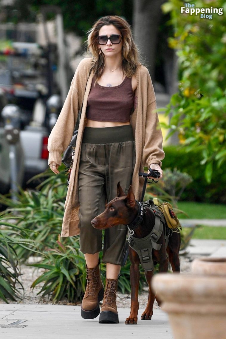 Braless Paris Jackson Takes Her Huge Dog Out For a Stroll (10 Photos)