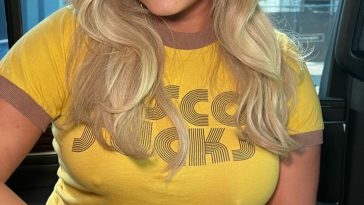 Bebe Rexha Shows Off Her Pokies in a Yellow T-Shirt (1 Photo)