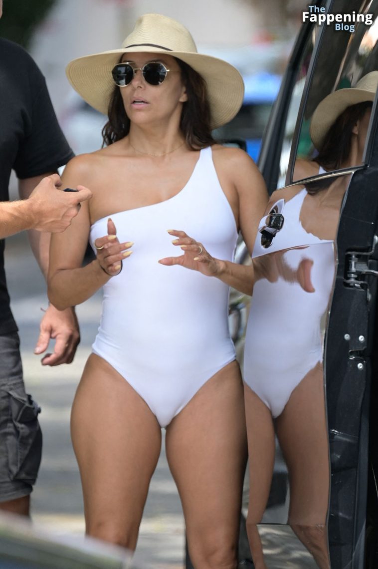Eva Longoria Looks Sexy in a White Swimsuit During Her Holidays in Marbella (53 Photos)