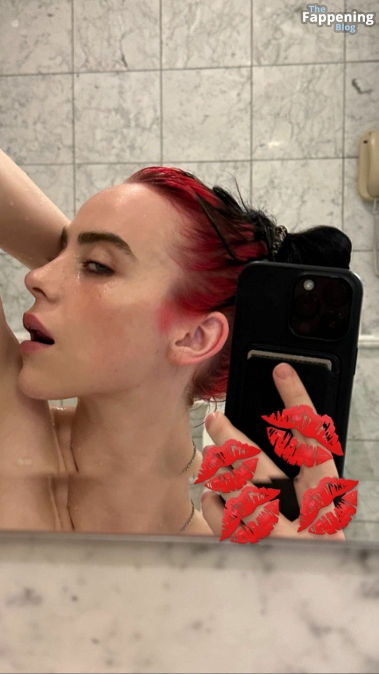 Billie Eilish Takes Selfies in the Shower (3 Photos)